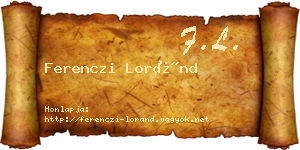 Ferenczi Loránd névjegykártya